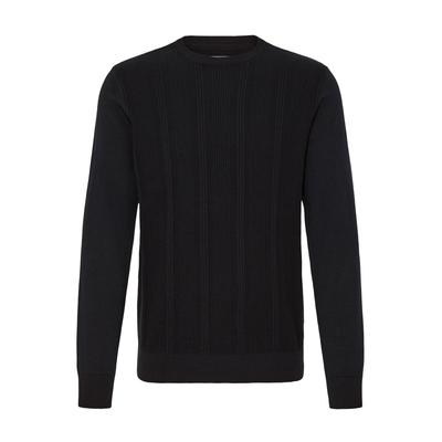 Strickfleece-Pullover BLEND "Strickpullover BHBaron", Herren, Gr. S, schwarz (schwarz beauty), Obermaterial: 100% Baumwolle CO., Pullover