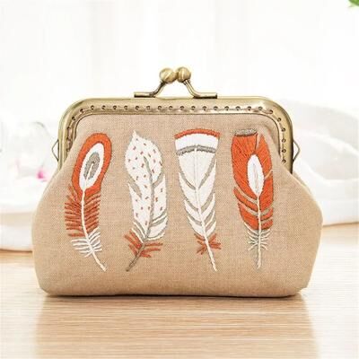 Uplifted Goods Handmade Flowers And Bird Embroidered DIY Coin Purse Kit b