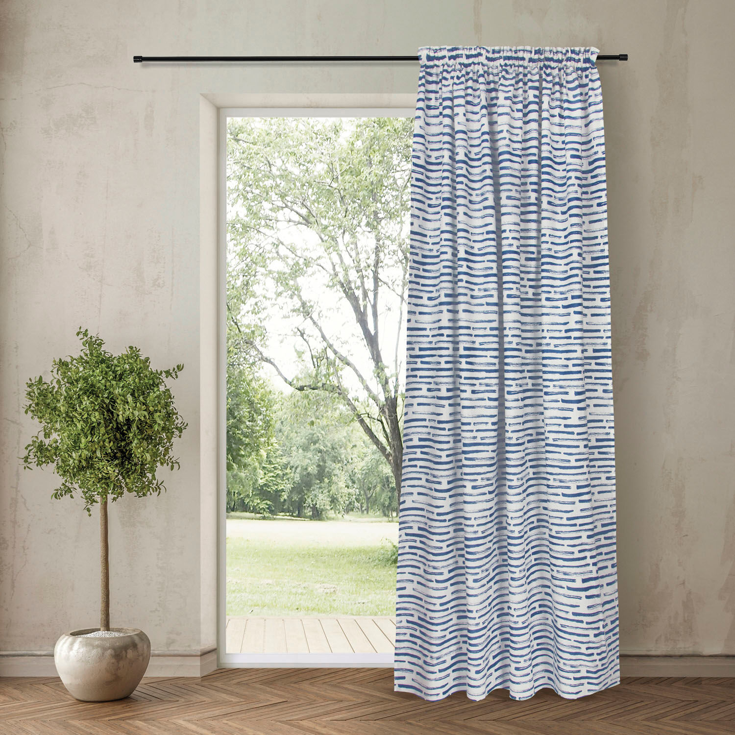 Gardine FEEL OF NATURE "Knut" Gr. 1, blau, B:140cm H:245cm, Baumwolle, Gardinen, Gardine, HxB: 245x140 blau 245cm, Kräuselband, 140cm
