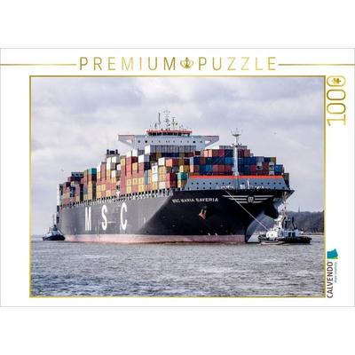 CALVENDO Puzzle Das Containerschiff 'MSC MARIA SAVERIA' | 1000 Teile Lege-Größe 64x48cm Foto-Puzzle für glückliche Stunden
