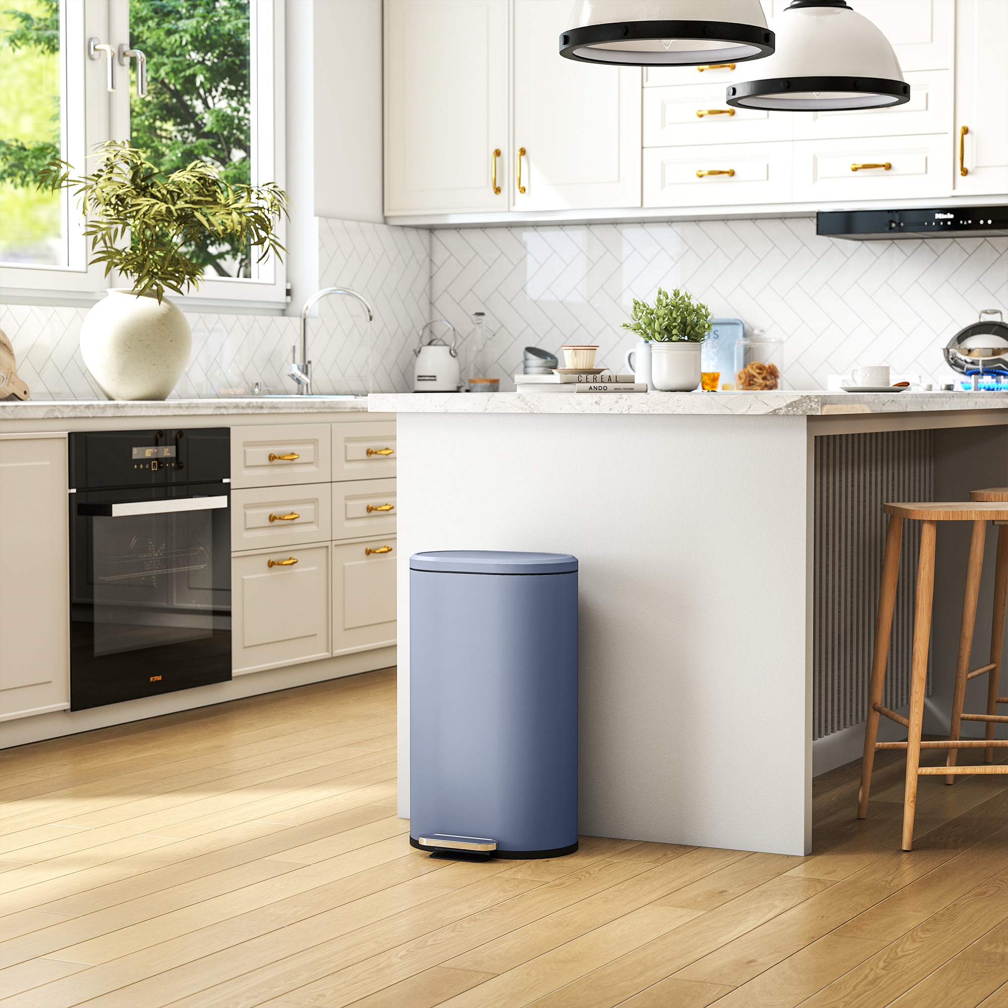 Homcom Pattumiera cucina 30L, pattumiera a pedale, secchio interno rimovibile, coperchio a chiusura morbida, 36,5x31x61cm, grigio   Aosom Italy