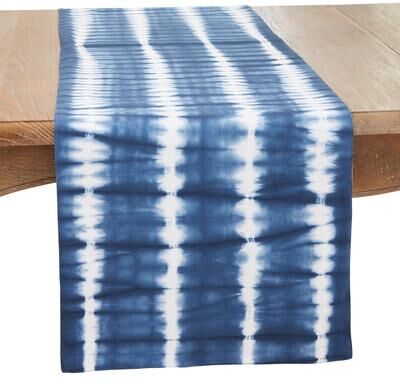 Saro Lifestyle "Groovy Tie Dye Table Runner with Striped Pattern - 16"" x 72"""
