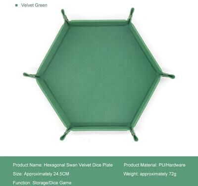 Smart Shopping Spot Hexagonal Leather Dice Tray With Storage Box PU Velvet Board Game Accessories green