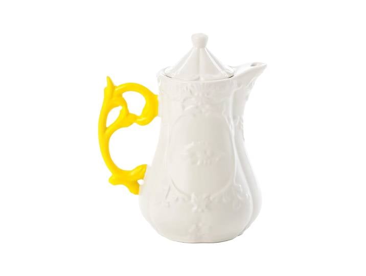 Design Teekanne „I-Teapot“ aus Porzellan Weiss / Gelb Seletti