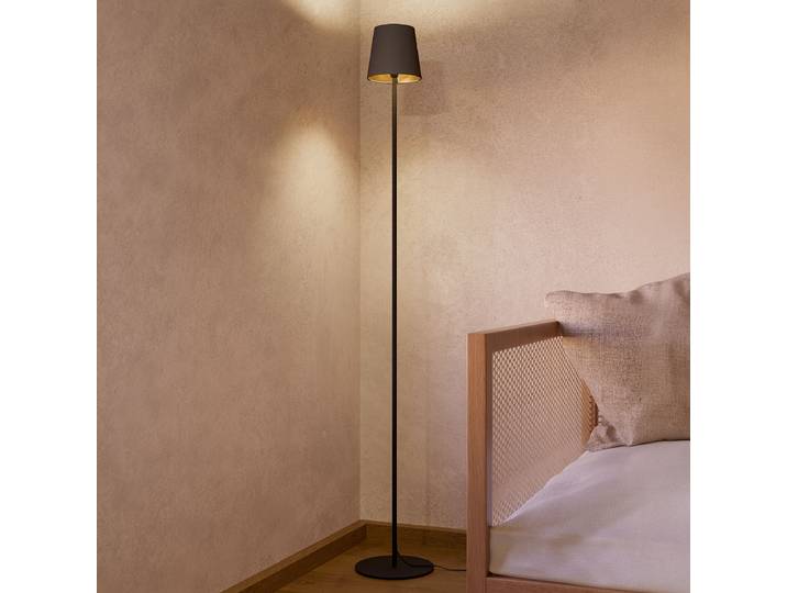 Lampadaire 15 x 15 x 141cm Noir/Cappuccino Tissu mélangé E14