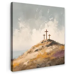 LEINWANDBILD Hügel - Abstrakt - Christentum - Kreuz Deko Wohnzimmer 20x20 cm