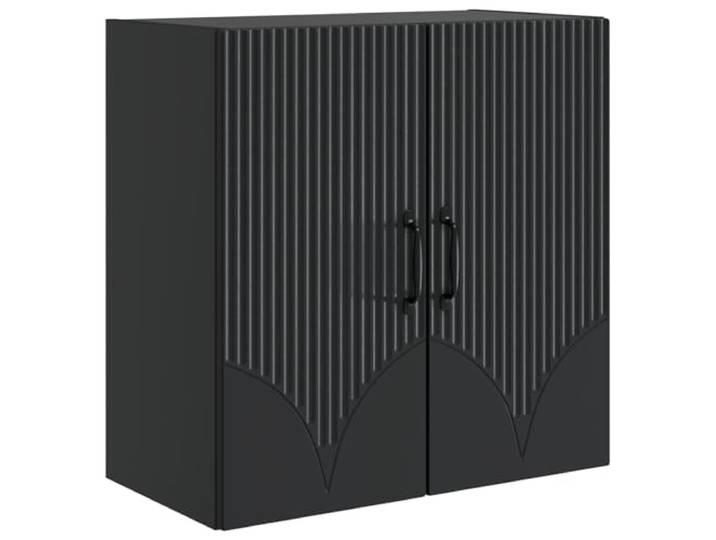 RJPLMFV Wandschrank, 59 x 31 x 60 cm, Holz, Komposite, Schwarz, Möbel zur Geräumige Regale, 90° Türen, Metallgriffe, Wandmontage, Wohnzimmer