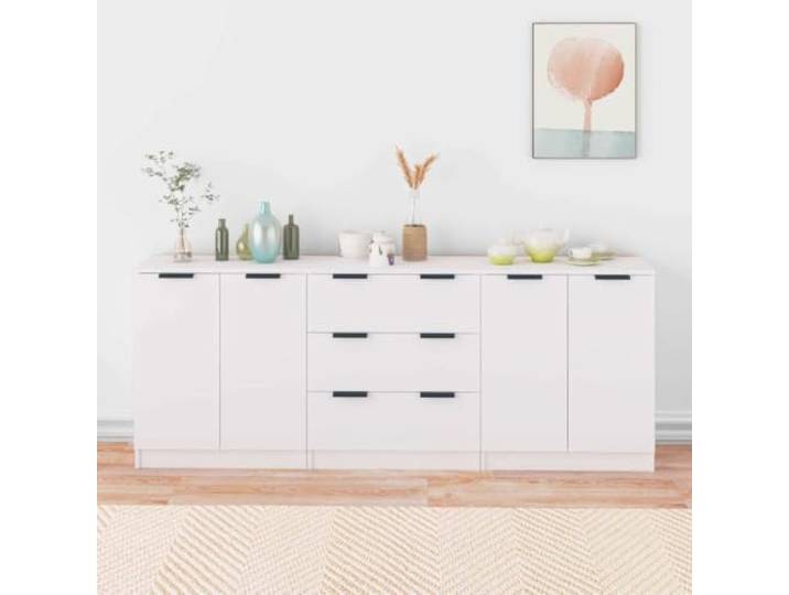 HEFZGDB Multifunktionales Sideboard Wohnzimmer mit reichlich Stauraum, minimalistisches 3-TLG. Sideboard Weiß aus pflegeleichtem Holzwerkstoff