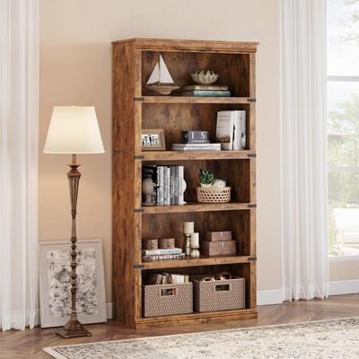 Garvee "67"" Farmhouse 5-Tier Wooden Bookcase, Modern Storage"