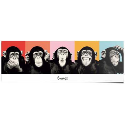 Poster REINDERS "Schimpanse Pop", bunt (farbe bild(er): mehrfarbig), B:158cm H:53cm, Papier, Bilder, Poster