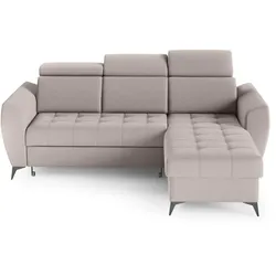 ECKSCHLAFSOFA Aurora I verstellbare Kopfstützen, Beige