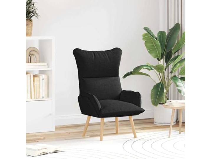 NLQMSU Relaxsessel, Schwarz, 69 x 74 x 93 cm, aus Stoff und Sperrholz Füße aus massivem Gummiholz, weicher Polyesterbezug, gepolsterte Armlehnen, einfache Montage, moderner Stil