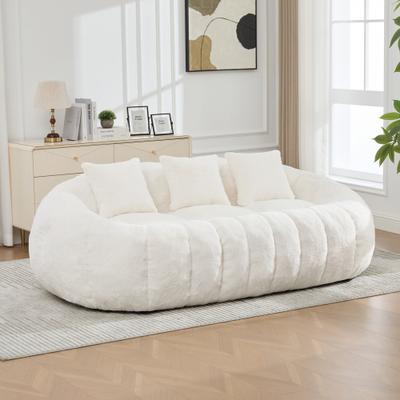 Kodotan sofa "74.8"" W Floral Shaped Boneless Loveseat Sofa, Ultra Soft Faux Fur Cloud Couch No Assembly Required, Oversized Deep Seat"