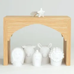 Krippe Euromarchi Furnierholz/weiß, Designer STUDIOVO, 19.5x14x12.5 cm