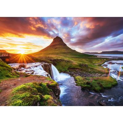 Fototapete PAPERMOON "Kirkjufel Waterfalls Iceland", bunt, B:3m L:2,23m, Vlies, Tapeten