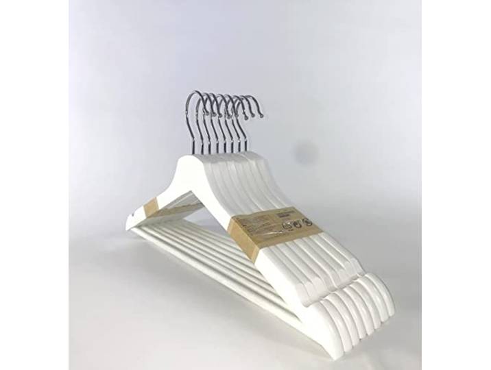 Ikea Bumerang Lot de 8 cintres en bois avec revêtement en poudre Blanc
