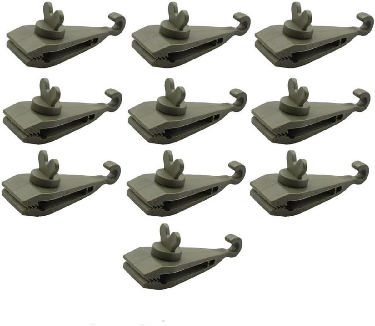 Luifel Klem Clips Legergroen - 10 stuks - Verstelbare Tent Bevestigingsmiddelen voor Outdoor Kamperen