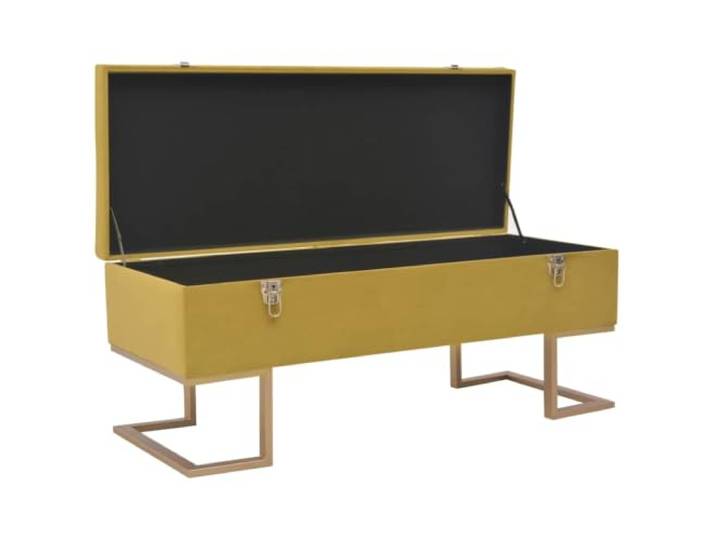 HBBMGYD Sitzbank mit Aufbewahrungsfach, 105 cm, Senfsamt Weicher Senfsamt, goldene Eisenfüße, Innenaufbewahrung, Wohnzimmer, Eingang, Schlafzimmer, einfache Montage