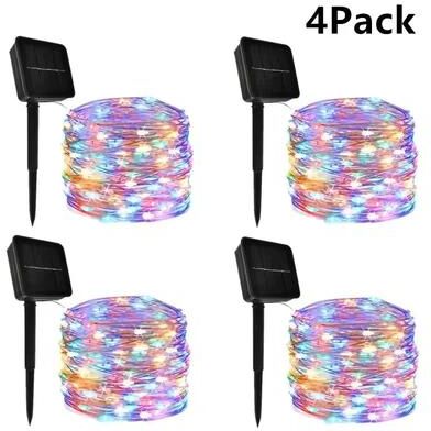 Uplift Treasures LED Solar String Lights Outdoor Garden multicolor (4 Pcs) 12 M 100 Led