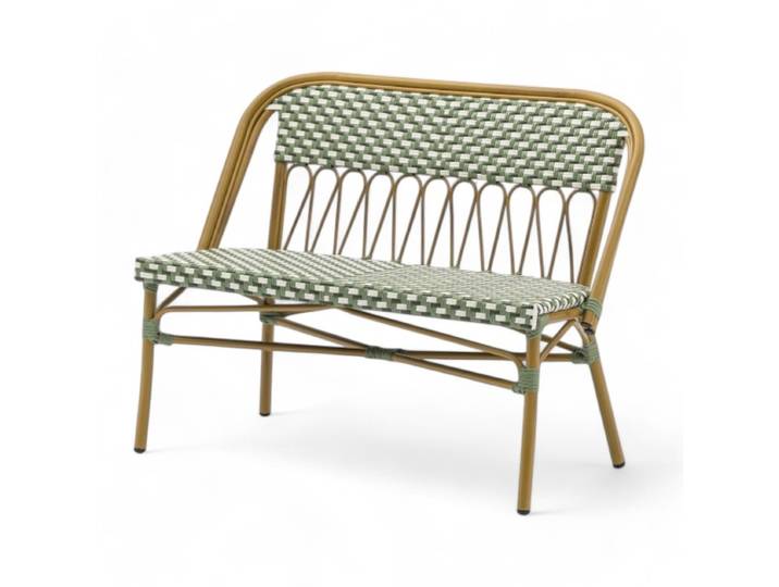 Banquette de terrasse TROCA - Assise tressée verte