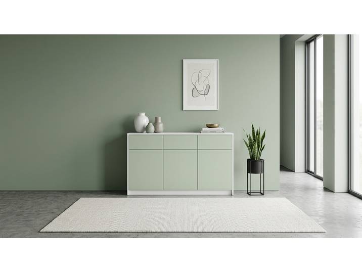 Sideboard mit grünen Türen MDF Beschichtet MDF Weiß matt