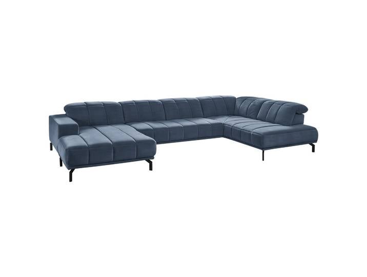 Beldomo Style Wohnlandschaft, Blau, Metall, 5-Sitzer, U-Form, 383x219 cm, Goldenes M, Typenauswahl, Fußauswahl, Stoffauswahl, seitenverkehrt erhältlich, Hocker erhältlich, Wohnzimmer, Sofas & Couches, Wohnlandschaften, Wohnlandschaft U-Form