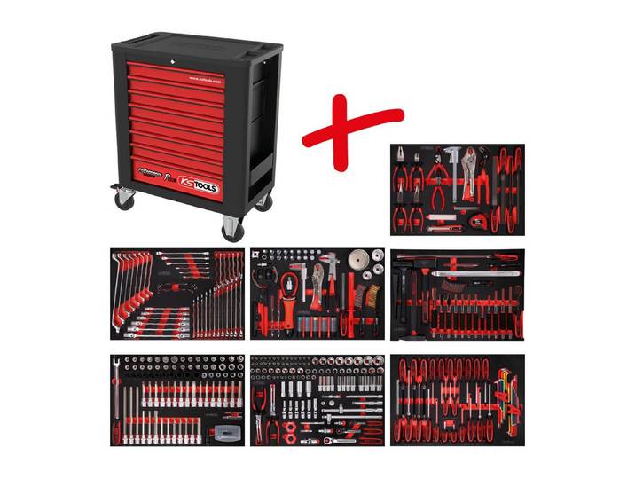 KS Tools Schubladeneinsatz KS TOOLS Performanceplus Werkstattwagen-Satz P15 mit 397 Werkzeug...
