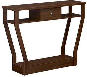 Costway Console Hall Table with Storage Drawer and Shelf-Walnut