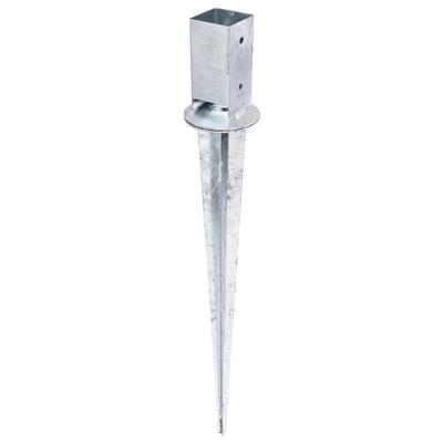 Einschlag-Bodenhülse ALBERTS "71x71 mm", silber (silberfarben), B:7,1cm, Stahl, Bodenanker, für Vierkantholzpfosten, mit verstellbarem Topf, Gesamtlänge 900 mm