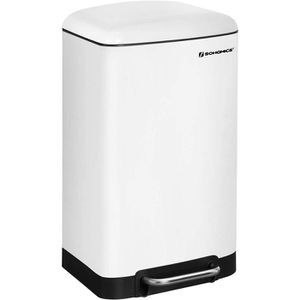 Songmics Mülleimer LTB01L, weiß, aus Metall, 30 Liter