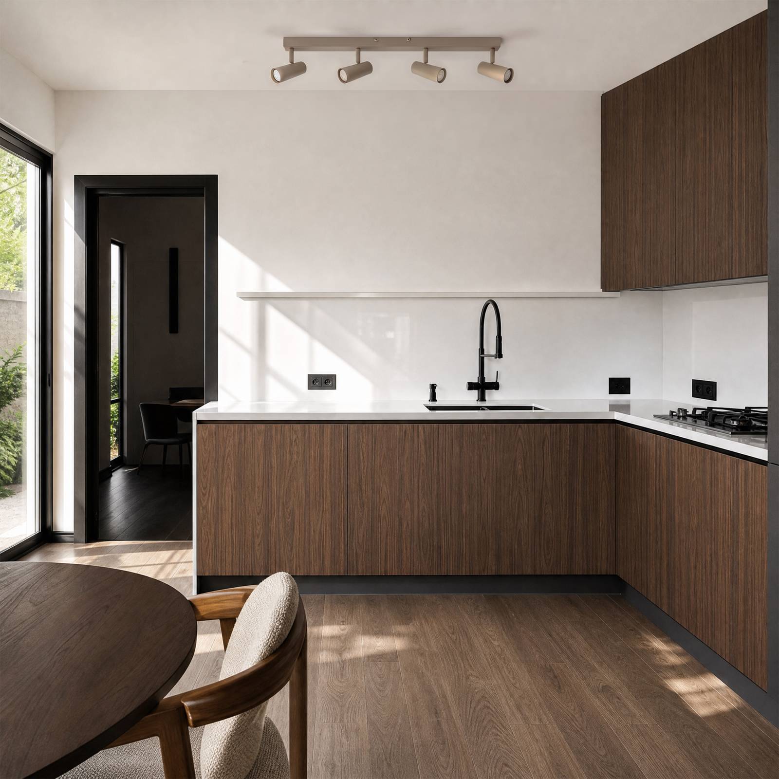 Lindby Deckenstrahler Iluna, 4-flg., kaffeebraun, GU10 Iluna Lindby, dimmbar, braun / rost, für Wohn- / Esszimmer, Metall, Modern, Strahler