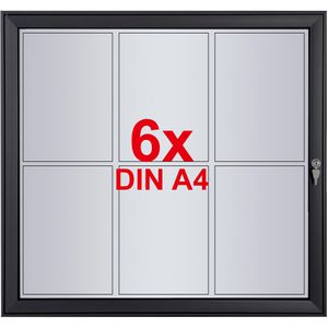Showdown-Displays Schaukasten anthrazit, außen, 6 x A4, magnetisch, extraflach, abschließbar