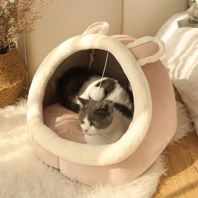 Inspired Finds Self Warming Cat Tent Cave Bed For Cats And Small Dogs white