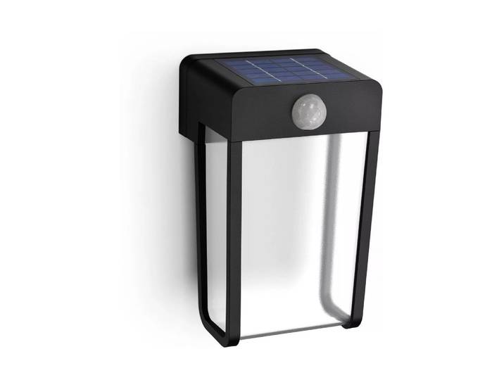 PHILIPS Aussen-Wandleuchte Solar Shroud klar, 2700K , schwarz (schwarz, transparent), H: 18,8cm, Leuchten, Aussen-Wandleuchte