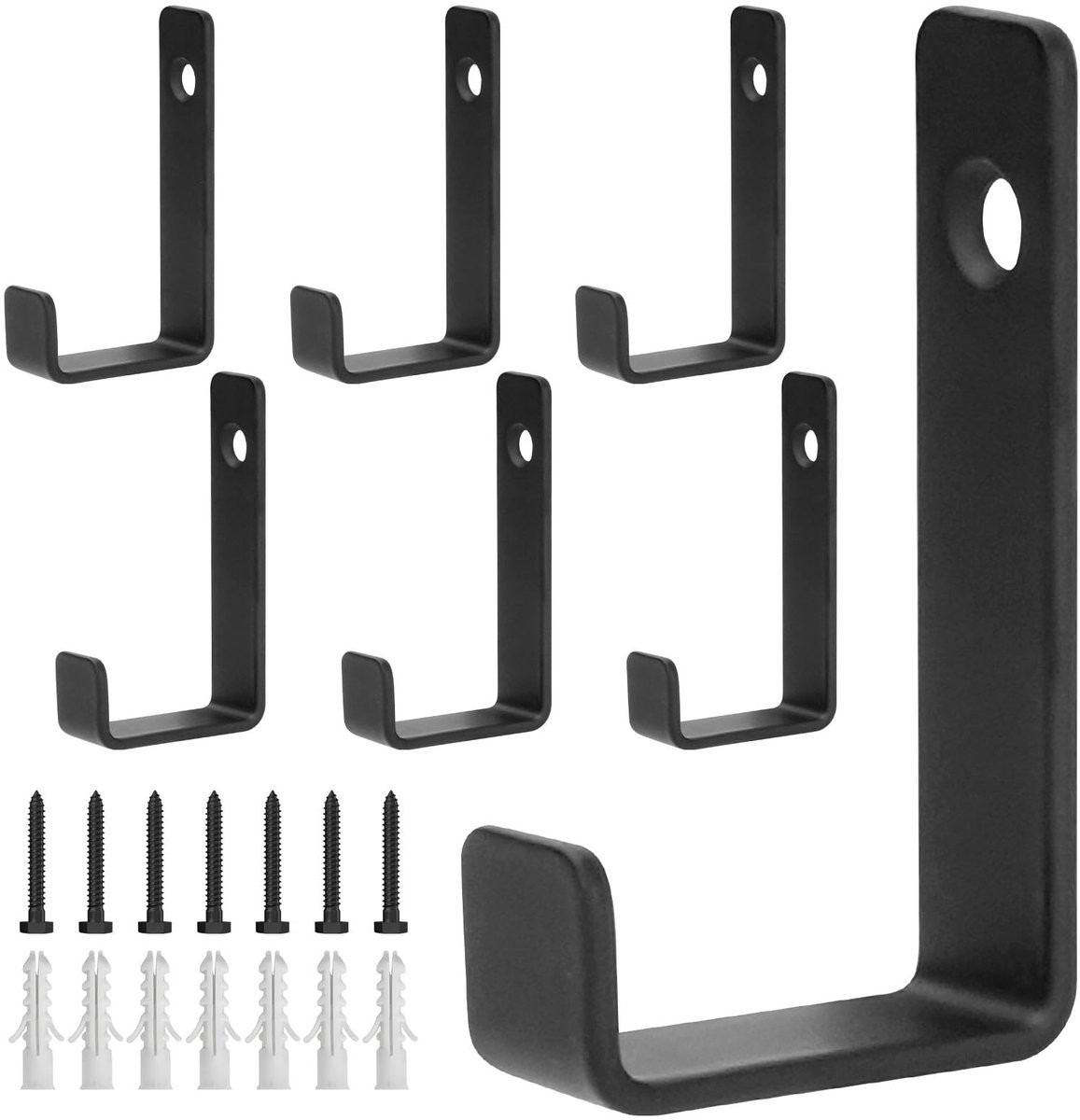 Dailygoods Set van 7 Zwarte Wandhaken van Koolstofstaal