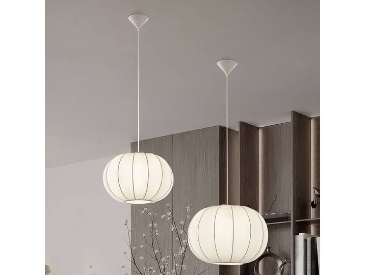Pendelleuchte Delina Typ B Ø 50cm Weiß Webstoff E27