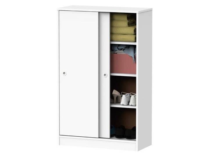 Armoire Richmond avec 2 portes coulissantes coloris blanc - Hauteur 120 x Longueur 74 x Profondeur 33 cm