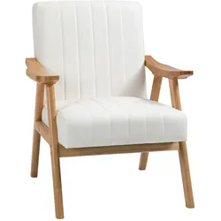 HOMCOM Polstersessel Wohnzimmersessel mit Armlehnen Naturholz Farbe: Creme