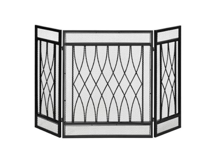 HOMCOM Grille de Protection pour cheminée Pare-feu Large 3 Volets Noir pour cheminée ou poêle\, Pare-étincelles\, Barrière de Sécurité\, Pliables\, Métal