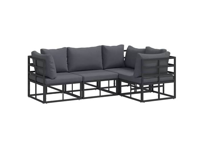 VidaXL - Garten-sofa aluminium, One Size, Schwarz