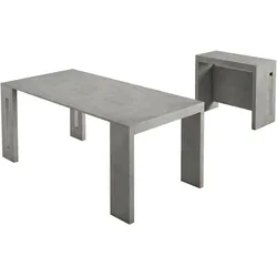 Dmora Ausziehbarer Tisch Glicine, Ausziehbarer Esstisch, Mehrzweckkonsole mit ErWeißerungen, 100% Made in Italy, 186x80h76 cm, Beton