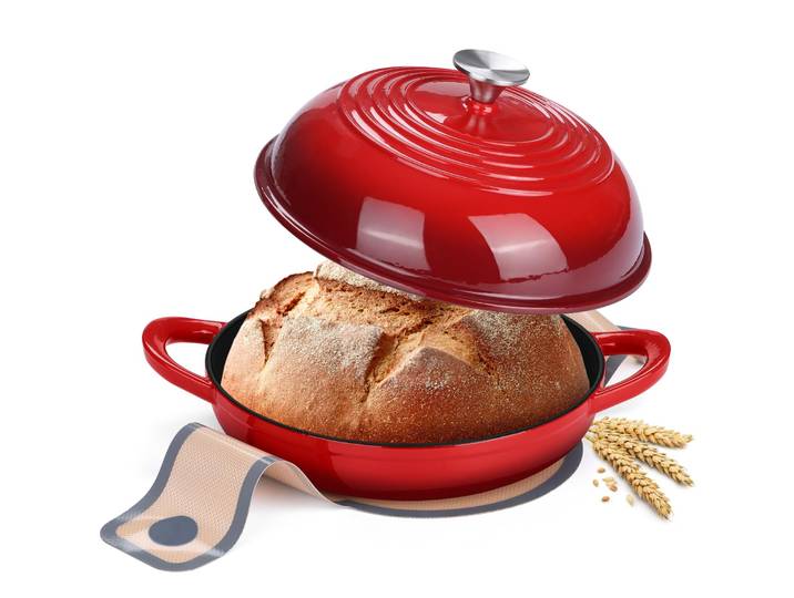 Four hollandais en fonte émaillée, poêle à pain avec couvercle, four à pain de 10 pouces, poêle à levain en fonte, four hollandais pour ustensiles de cuisine à pain