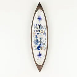 Enamel Incense Bowl - Mango Wood - Evil Eye