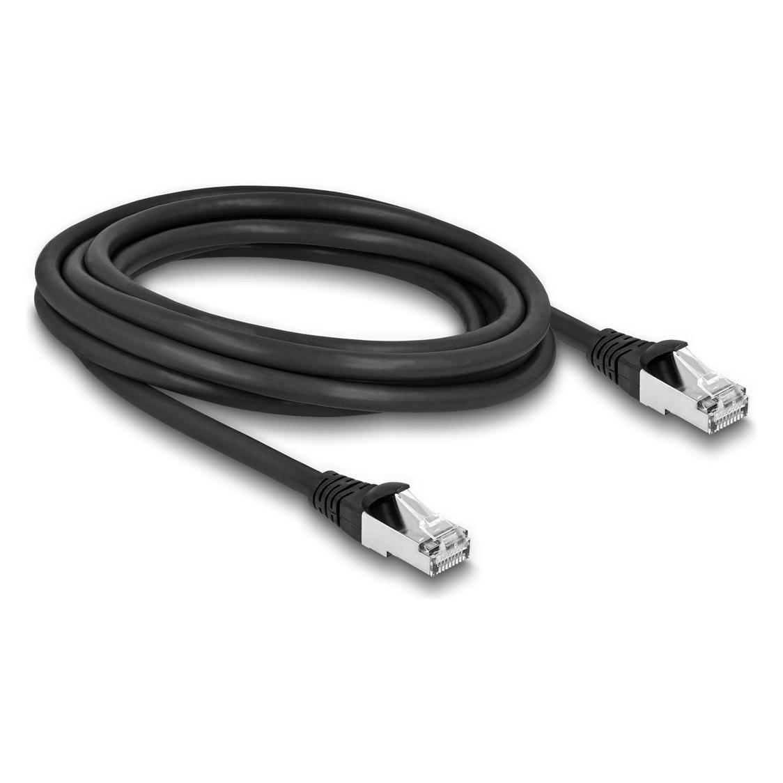 Delock RJ45 Netzwerkkabel Cat.6A S/FTP PUR Outdoor 3 m schwarz (S/FTP, CAT6a, 3 m) (80136)