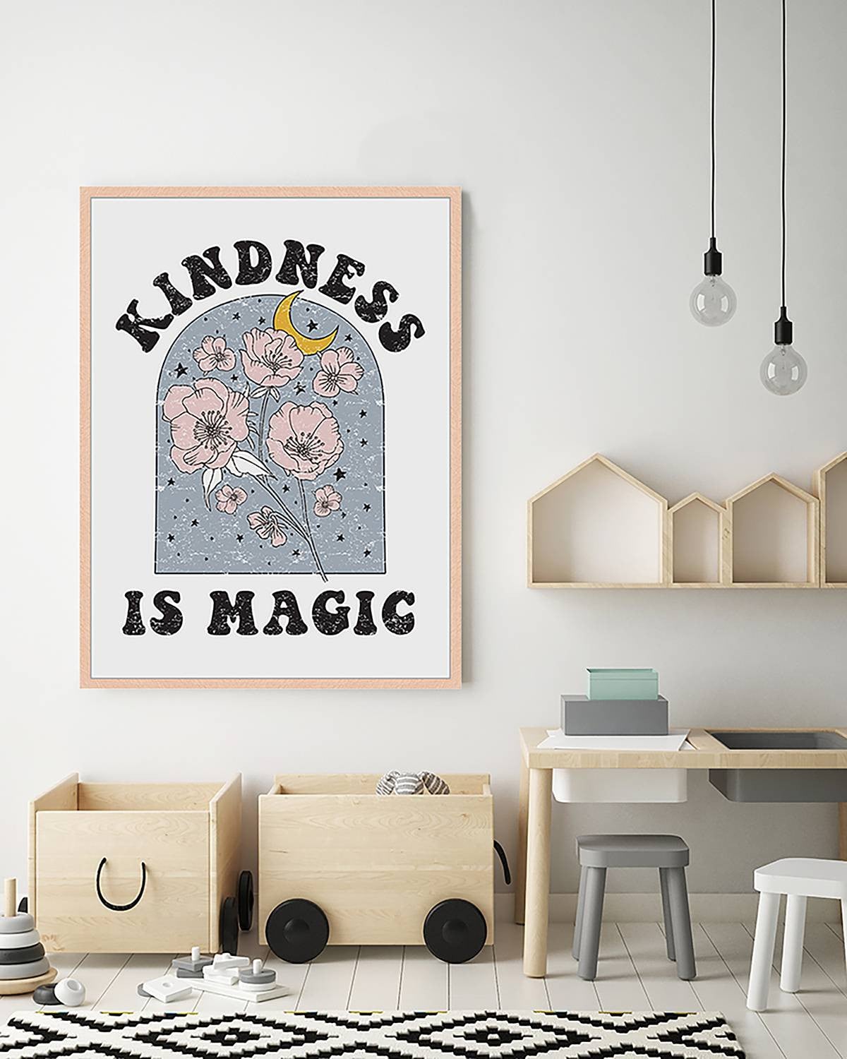 home24 Kindness abstracte poster met typografie, meerdere kleuren, 63 x 83 cm