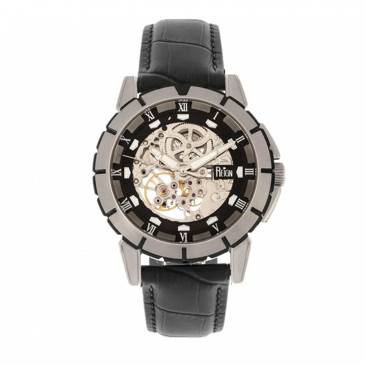 Reign Philippe automatisch skelet horloge met leren band