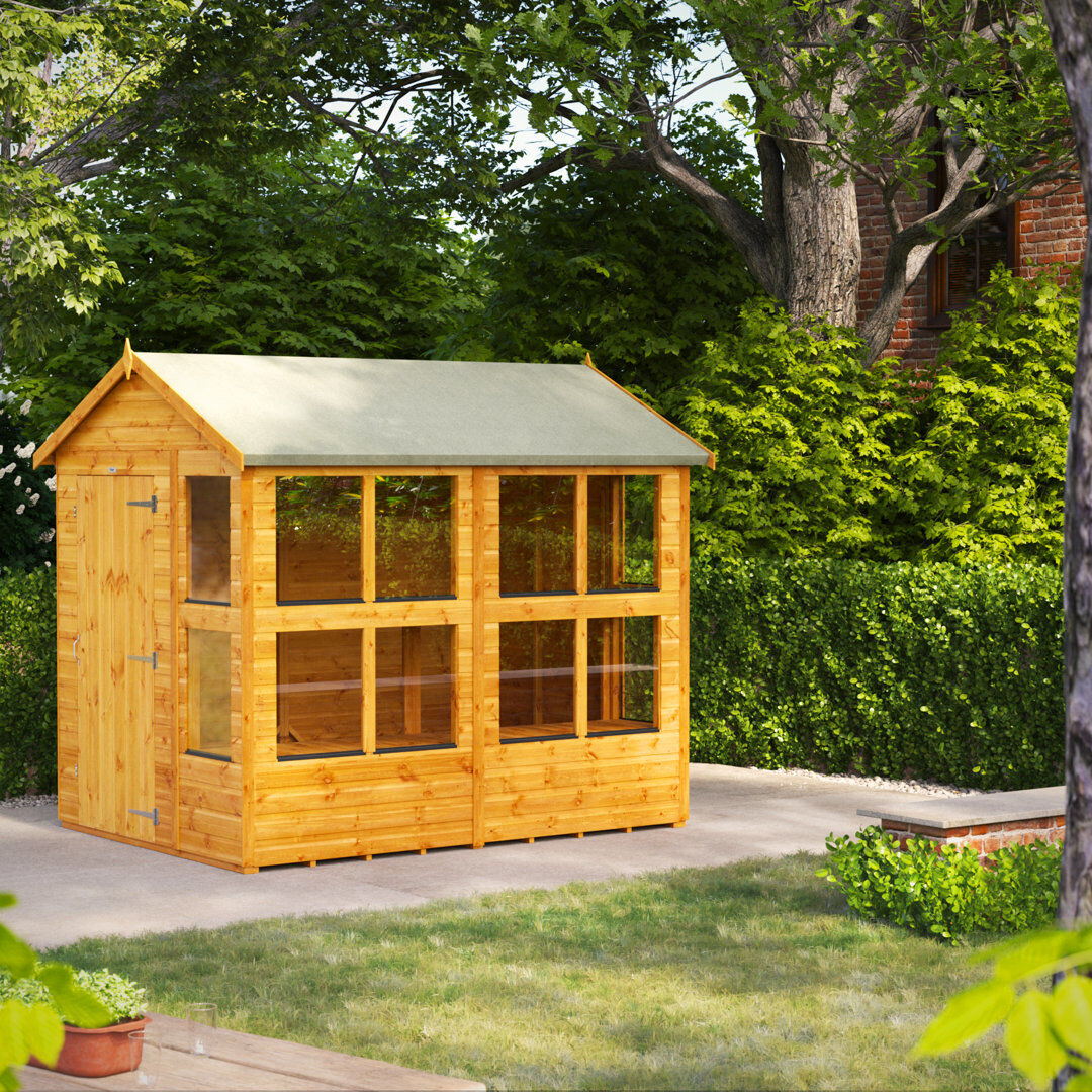 Powersheds 8 x 6ft Timber Tongue & Groove Apex Potting Shed Golden Brown 191.4cm W X 265.2cm D X 228.8cm H