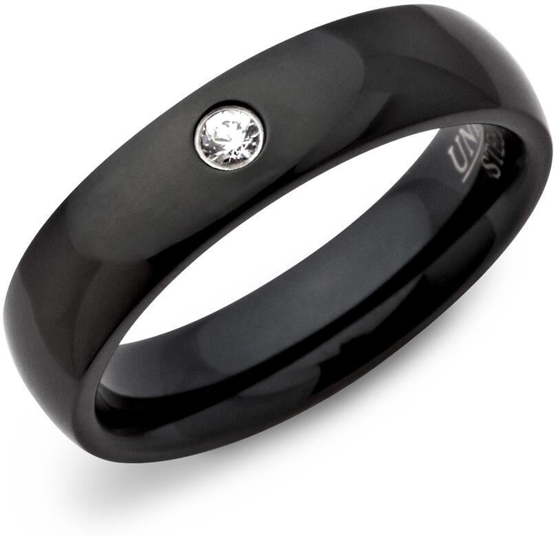 Unique Ionisierter Ring (IBP) Edelstahl 5mm Zirkonia schwarz