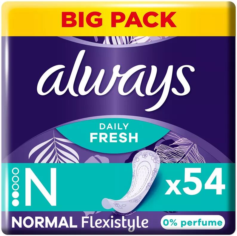 Always - Slipeinlage Daily Fresh Flexistyle Normal ohne Duft BigPack, 54STK