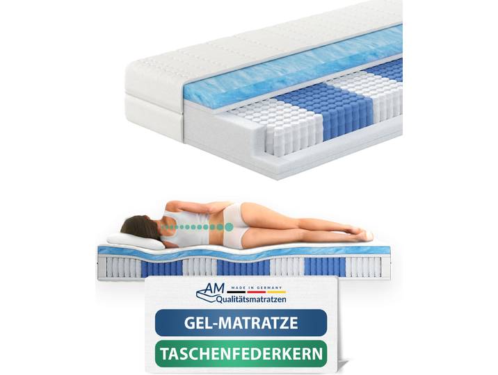 AM Qualitätsmatratzen Premium Gelschaum-Taschenfederkernmatratze - 120x200 cm - H3 - 1000 Federn